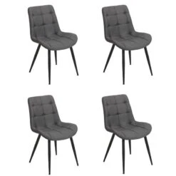 Lot 4 Chaises Tissu Gris Clair - JAELLE -Chaises Soldes 0201c0f0097348aaaa5fa6ae79ec9192