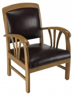 Fauteuil En Teck Et Cuir Marron