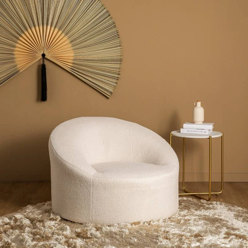 Fauteuil Design En Bouclette Ivoire 2 Fauteuil Design En Bouclette Ivoire – Image 2