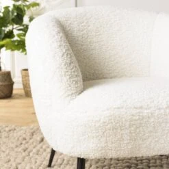 Fauteuil Cosy Tissu Bouclette Blanc -Chaises Soldes 203155e5129b4ef68cd49a1d7b776558