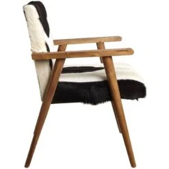 Fauteuil Teck Avec Peau De Chèvre Noire -Chaises Soldes 219348efa63f4f35b006b8b3bba036b6