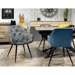 Lot 2 Chaises Velours Pieds Gris - STERN -Chaises Soldes 29888989921e407489479a928dd10ade