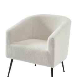 Fauteuil TOMMY En Tissu Bouclette Blanc -Chaises Soldes 2a691eb500174d3a977e8d423711eb7c