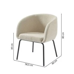 Fauteuil BELEM En Tissu Bouclette Blanc -Chaises Soldes 3247086c057f4f9aab44ee0c5b193493