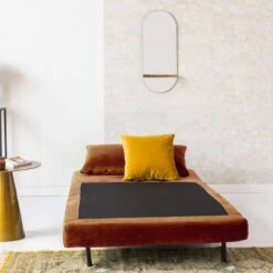 Fauteuil Convertible En Velours Rouille -Chaises Soldes 4550dc25c7ec492bbde705656903375b