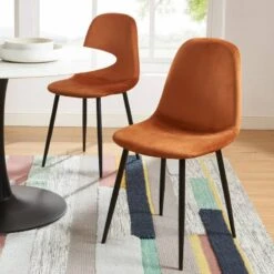 Lot De 4 Chaises En Velours Rouille -Chaises Soldes 5773aafb9c434f81967a91f73819c578