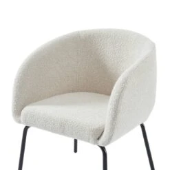Fauteuil BELEM En Tissu Bouclette Blanc -Chaises Soldes 5af908db6e884807a9572454e9afd8c4