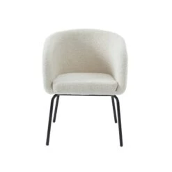 Fauteuil BELEM En Tissu Bouclette Blanc -Chaises Soldes 5eed97a7130945188d353771ac8ded6a