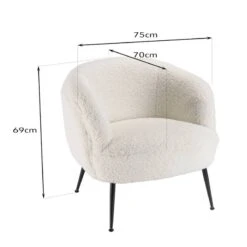 Fauteuil Cosy Tissu Bouclette Blanc -Chaises Soldes 6255f0657fee4e80850af1aa9efa98d3