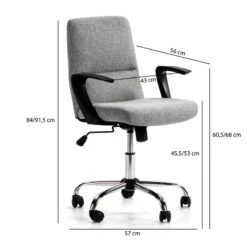 Fauteuil De Bureau Teo, Tissu Gris Foncé -Chaises Soldes 7c88325b32254a908220281c1f545603