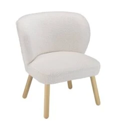 Fauteuil En Tissu Bouclette Blanc