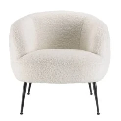 Fauteuil Cosy Tissu Bouclette Blanc -Chaises Soldes 9097bbbbf62649eba79567f67db3105c