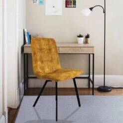 2 Chaises Velours Vert Piètement Métal -Chaises Soldes 9dde2f27a4284c75bf8c7c29dcf5a869