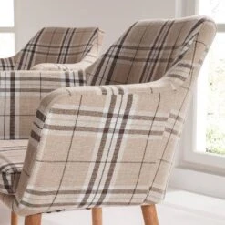 Chaise à Accoudoirs Leedy III -Chaises Soldes armlehnenstuhl leedy iii webstoff eiche massiv beige eiche 4786640