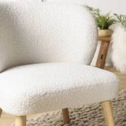 Fauteuil En Tissu Bouclette Blanc -Chaises Soldes b2beddee0d1b41d985c117aced95b240