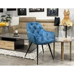 Lot 2 Chaises Velours Pieds Gris - STERN -Chaises Soldes bb7fd1447127437fa0fc15537cf30294