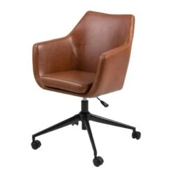 Chaise De Bureau Pivotante NICHOLAS -Chaises Soldes buerodrehstuhl nicholas i kunstleder metall vintage braun 4417968