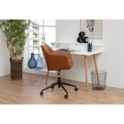 Chaise De Bureau Pivotante NICHOLAS -Chaises Soldes buerodrehstuhl nicholas i kunstleder metall vintage braun 4417984