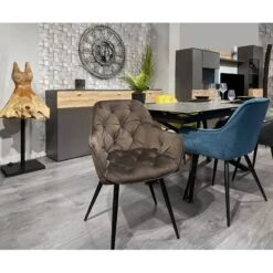 Lot 2 Chaises Velours Pieds Gris - STERN -Chaises Soldes ce863bae339f421fadef31f1745ba003