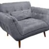 Fauteuil Capitonné Tissu Gris Chiné GALY