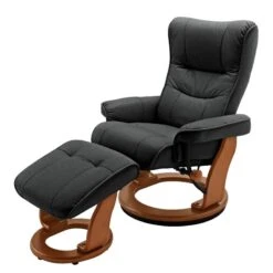 Fauteuil De Relaxation Westerwald -Chaises Soldes echtleder relaxsessel westerwald mit hocker schwarz 1426110