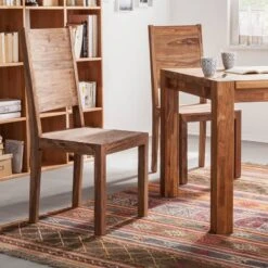 Chaises Yoga (lot De 2) -Chaises Soldes esszimmerstuhl yoga 2er set sheesham massiv natur 3373649