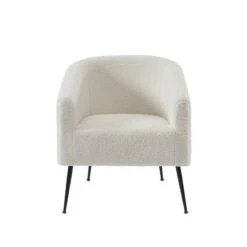 Fauteuil TOMMY En Tissu Bouclette Blanc -Chaises Soldes fdb09b13eb6241bca9310cb237b2ae3c