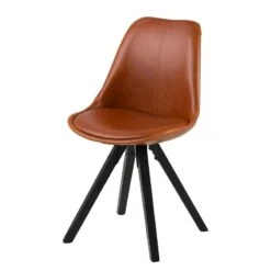 Chaises Capitonnées Aledas III -Chaises Soldes polsterstuhl aledas lll 2er set kunstleder gummbibaum massiv cognac schwarz 5104164