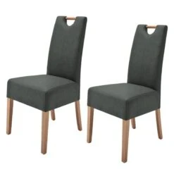 Lot De 2 Chaises Capitonnées Alessia II -Chaises Soldes polsterstuhl alessia ii 2er set kunstleder anthrazit eiche 4289292