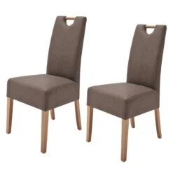 Lot De 2 Chaises Capitonnées Alessia II -Chaises Soldes polsterstuhl alessia ii 2er set kunstleder braun eiche 4285380