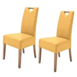 Lot De 2 Chaises Capitonnées Alessia II -Chaises Soldes polsterstuhl alessia ii 2er set kunstleder curry eiche 4285344