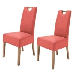 Lot De 2 Chaises Capitonnées Alessia II -Chaises Soldes polsterstuhl alessia ii 2er set kunstleder rot eiche 4285356