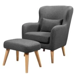 Fauteuil Ribolt -Chaises Soldes sessel ribolt mit hocker webstoff dunkelgrau 5214292