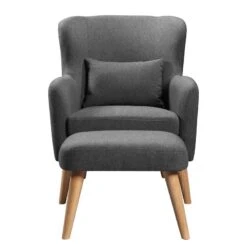 Fauteuil Ribolt -Chaises Soldes sessel ribolt mit hocker webstoff dunkelgrau 5214296